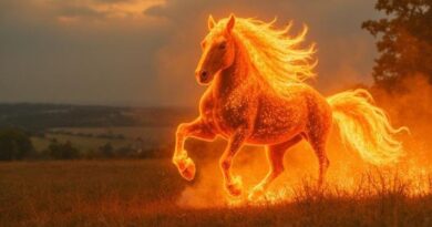 An artistic and dynamic illustration of a majestic horse composed entirely of flames and glowing embers, galloping through a beautiful landscape as a symbol of the 2026 Chinese Year of the Fire Horse.