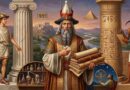 Illustratie van Hermes Trismegistus met de Griekse god Hermes en de Egyptische god Thoth, symboliserend de oorsprong van de Hermetica en alchemie.